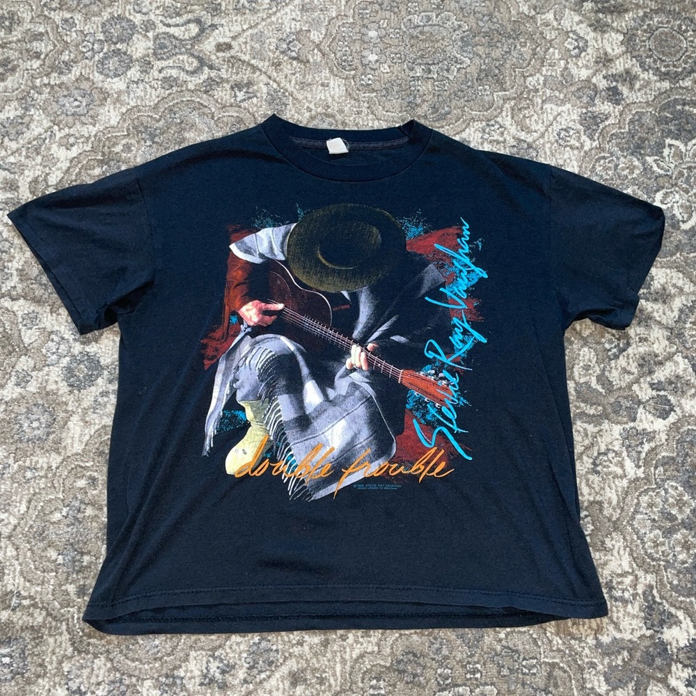 Vintage Stevie Ray Vaughan T-Shirt Double Trouble 1989 In Step Tour Size L